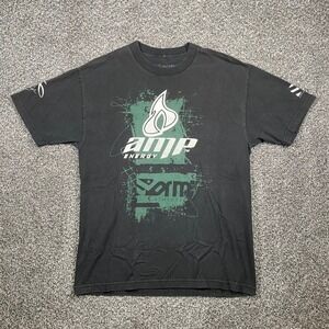 Y2k Amp Energy Athletic T Shirt Black Short Sleeve Graphic Tee
